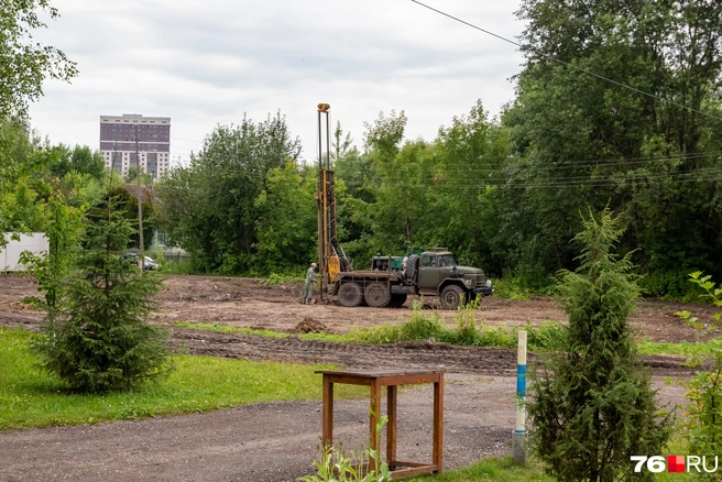 Раньше на месте, где сейчас развернулась стройка, росли деревья. Их спилили | Источник: Кирилл Поверинов / 76.RU