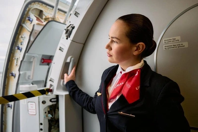Yekaterinburg's Adel Ravilova in Flight Attendant Semifinals