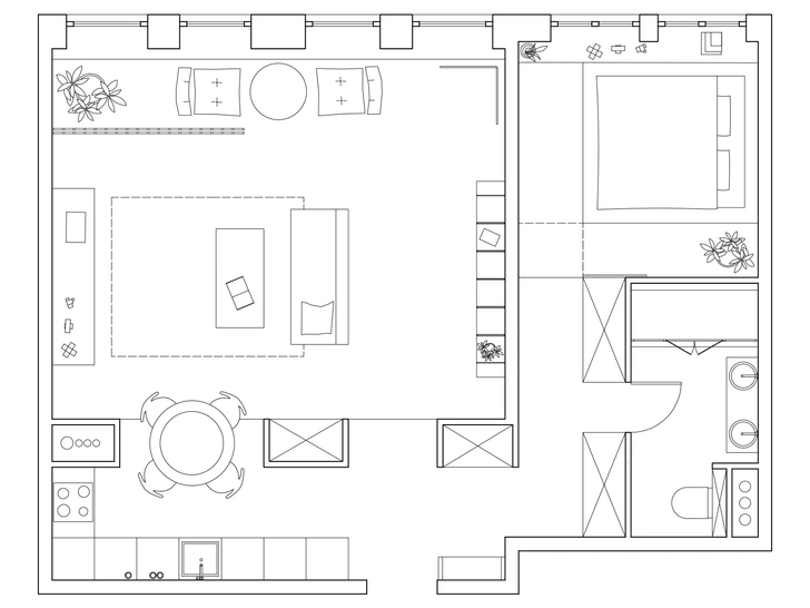 Яркая квартира 70 м² для молодой пары в Москве