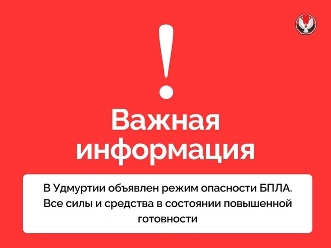 Жителей Удмуртии оповестили об угрозе атаки БПЛА | Источник: brechalov / Telegram.org