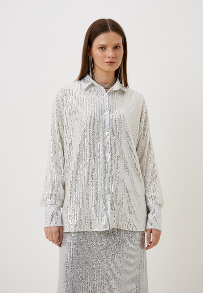 Серебряная блуза с пайетками