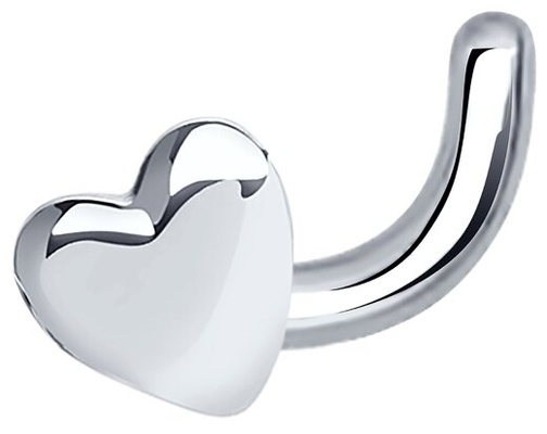 Украшение из серебра в форме сердца для пирсинга носа 