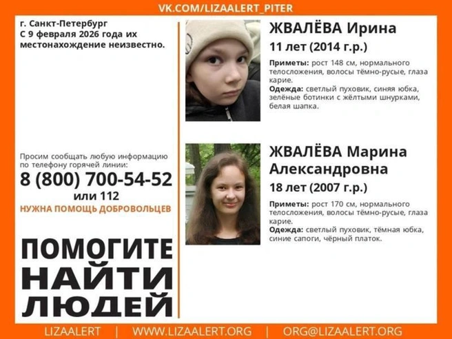 Источник: Поисковый отряд «ЛизаАлерт» Питер / «ВКонтакте»