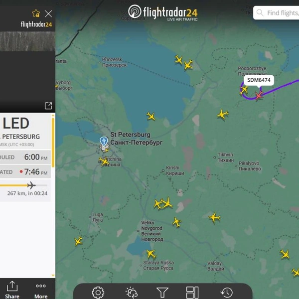 Источник: скриншот/flightradar24.com