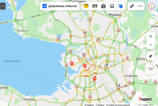Аномальные пробки парализуют Петербург на фоне дождя. К ночи он станет ещё сильнее | www.fontanka.ru