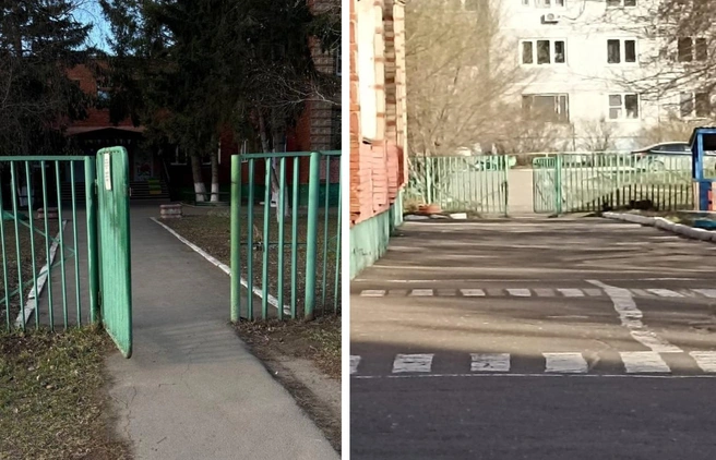 После инцидента на калитку повесили листок, который сдуло ветром | Источник: «Омск Live» / Vk.com