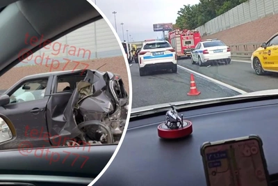 Mercedes протаранил очередь на заправке в Новой Москве