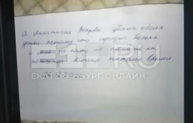 «Я убила своих детей, потому что серьезно больна, и мне некому их передать их на попечение в такое тяжелое время» | Источник: Читатель E1.RU