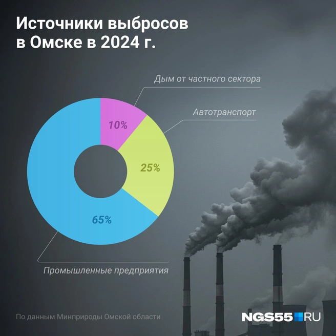 Основной загрязнитель воздуха в Омске&nbsp;— заводы и ТЭЦ | Источник: Евгения Бикунова/ Городские медиа 