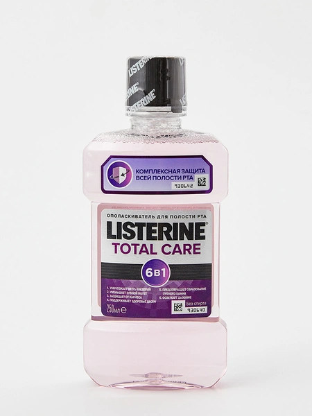Ополаскиватель для полости ртаОполаскиватель для полости рта Total Care Listerine поддерживает здоровье всей полости рта и обеспечивает максимальную чистоту благодаря особой формуле на основе эфирных масел: тимол, эвкалиптол, ментол, метилсалицилат.Где купить: lamoda.ru