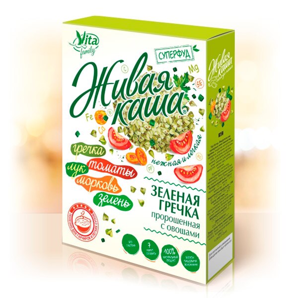 Живая каша Зеленая гречка пророщенная с овощами Vita, 300 г | Продукты | АлиЭкспресс