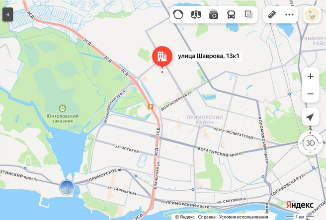 Двоих рано утром забрали в больницу из квартиры на Шаврова | Источник: «Яндекс Карты»