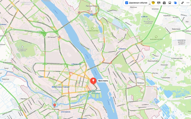 Агрегатор оценил заторы в городе на пять баллов | Источник: Яндекс.Карты