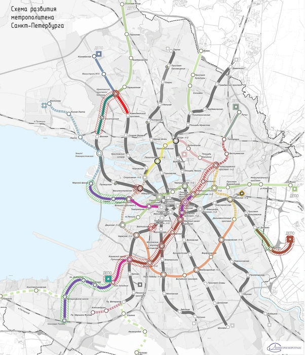 Действующая схема развития метро Петербурга | Источник: «Ленметрогипротранс»