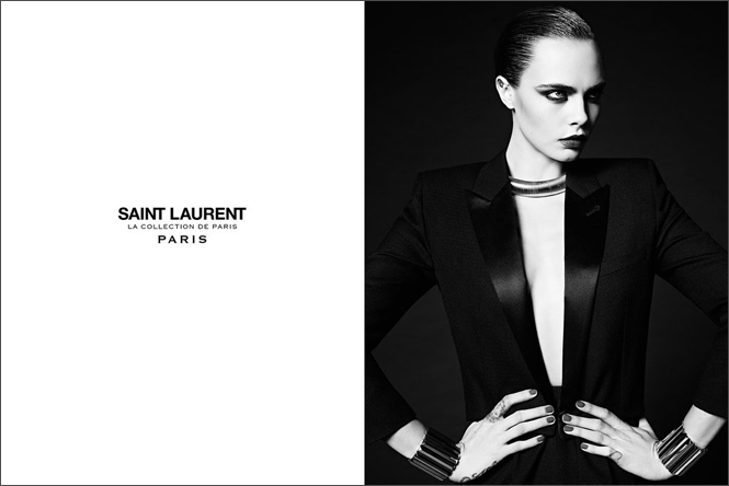 Кара Делевинь в кампании Saint Laurent