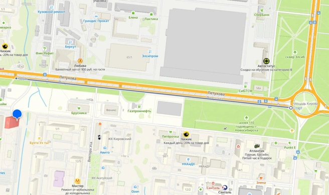 Протяженность участка составляет около километра | Источник: 2GIS
