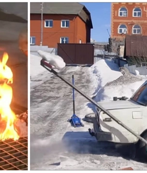 Русские мастера сделали из «Жигулей» катапульту, которая стреляет кирпичами (видео)
