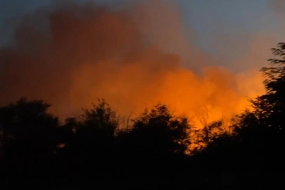 Пожар в Ерзовке попал на видео