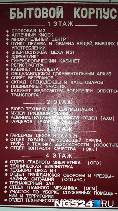 Понять размах предприятия можно по этой табличке. Проще перечислить, чего в этом здании нет | Источник: Мария Антюшева