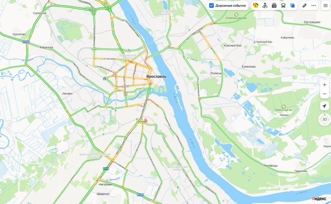 В городе возникли заторы | Источник: Яндекс.Карты