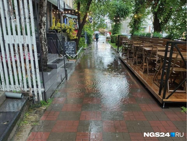 В спешке лужу можно не заметить | Источник: Читатель @ngs24_krsk / Telegram