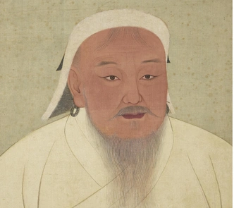 Портрет Чингисхана на шелке. | Источник: Wikimedia Commons 
