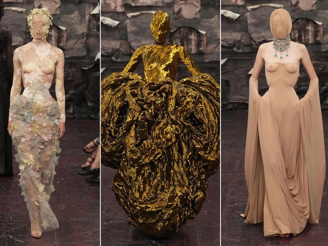 Жидкое золото, маски на лице, корсеты: как прошел первый показ Maison Margiela с Гленном Мартенсом | marieclaire.ru