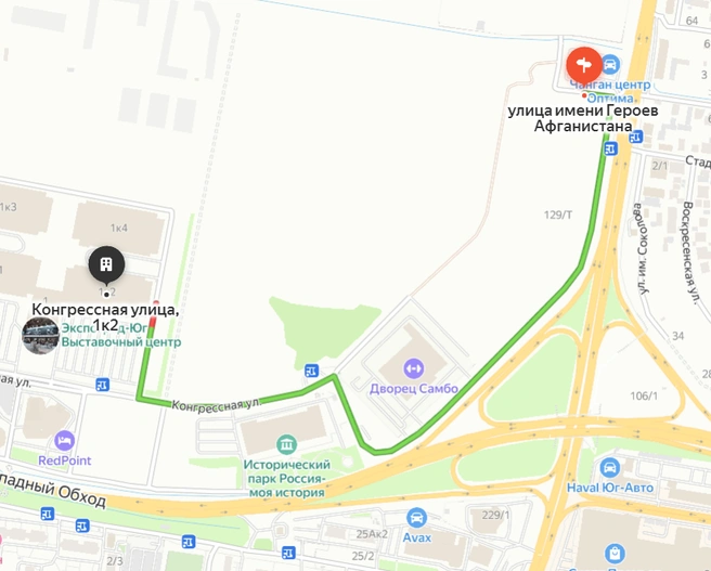 Движение перекроют у Дворца Самбо | Источник: yandex.ru/maps