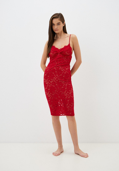 Кружевное платье-комбинация красного цвета