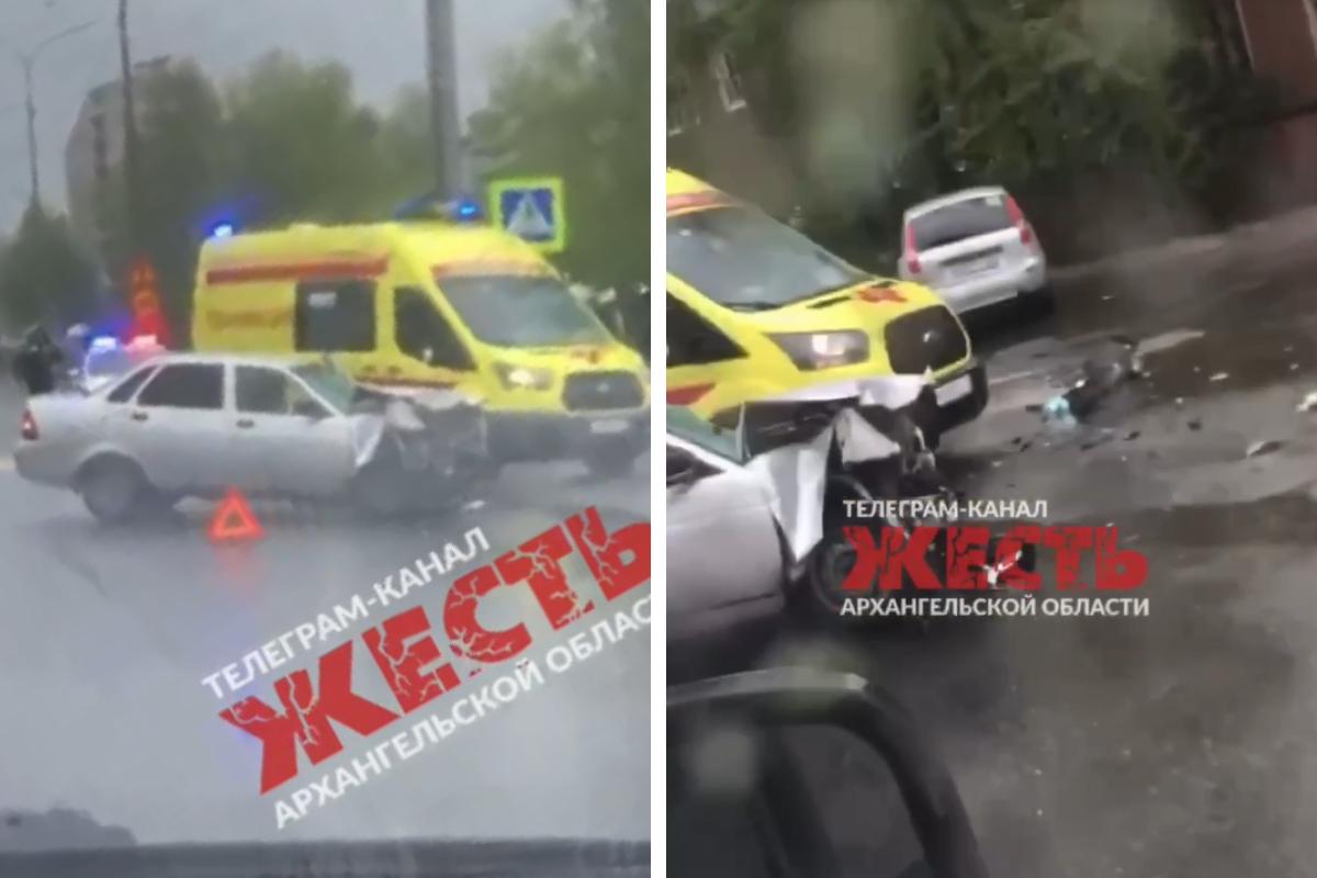 У Краснофлотского моста в Архангельске столкнулись автомобили: что с водителями