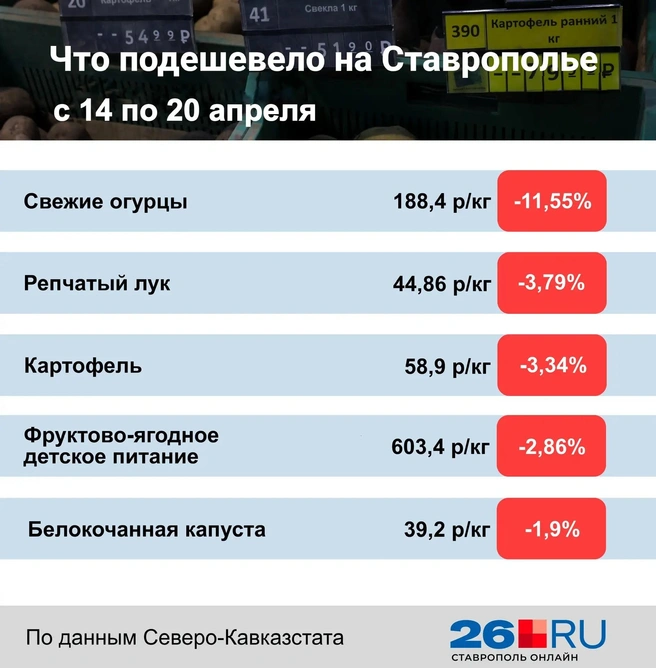 Статистика цен на продукты | Источник: Дарья Гранкина / 26.RU
