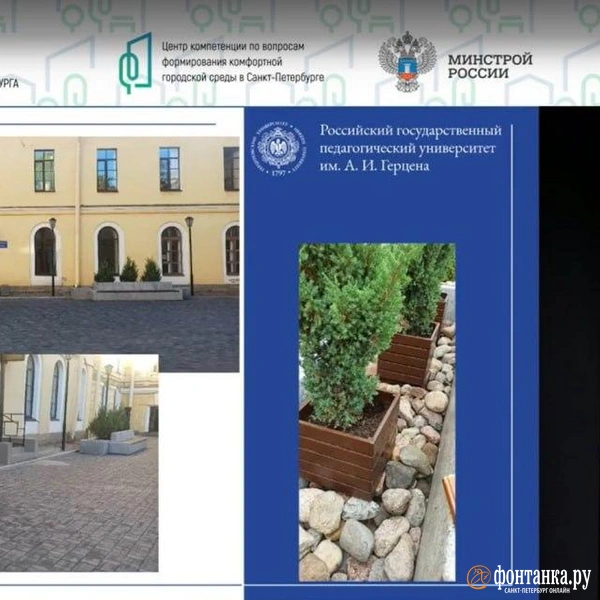 Пробное контейнерное озеленение в РГПУ им. Герцена | Источник: Конференция «Формирование комфортной городской среды»