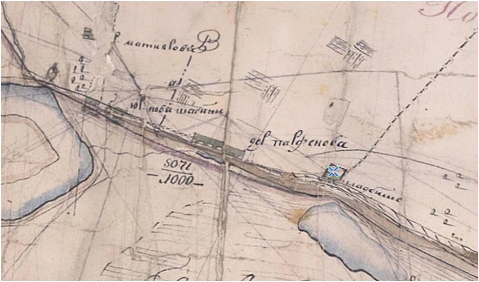 Выкопировка из Плана Тюмени и прилегающих к нему земель 1788 г. | Источник: Парфеновский некрополь / Vk.com