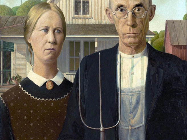 Грант Вуд. «Американская готика». 1930 | Источник: Wikimedia Commons
