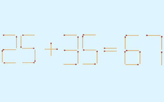 Двоечник все напутал: 25+36 не равно 67: переместите 1 спичку, чтобы пример стал верным