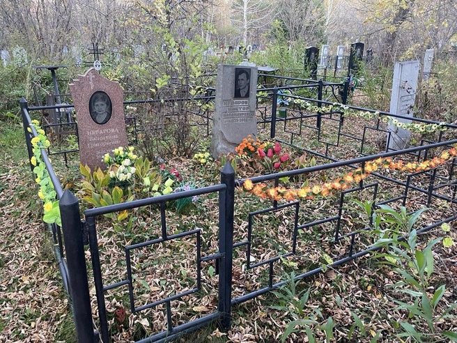Оградка семейной могилы украшена цветами | Источник: Ирина Господаренко / NGS22.RU