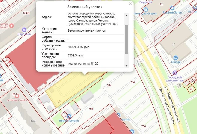 Сейчас на участке — автостоянка | Источник: ik8map.roscadastres.com