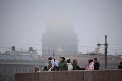 Петербург в тумане: горожане гуляют, а моржи катаются на льдинах