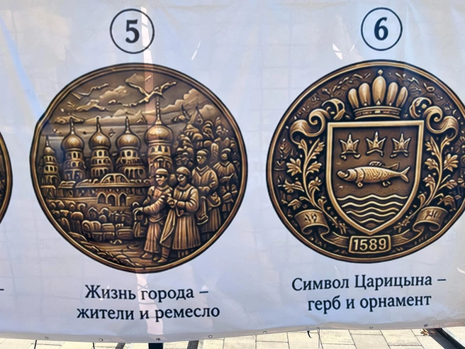 Жители города неуловимо напоминают солдат с праздничных плакатов ко Дню победы, а рыбе на несуществующем гербе кто-то откусил голову | Источник: читатели V1.RU
