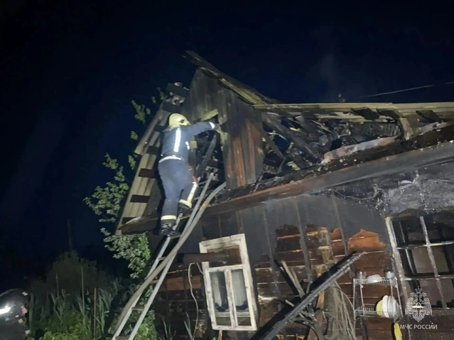 Огонь сильно повредил крышу | Источник: пресс-служба МЧС по Алтайскому краю