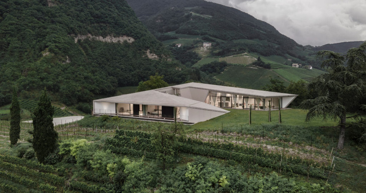 Бетонная вилла на виноградниках в итальянских Альпах