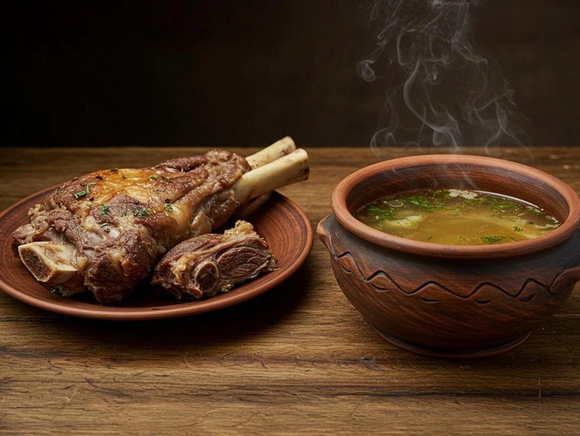 Правильная сервировка шурпы подчеркивает её традиционность. | Источник: Полина Авдошина / Городские медиа