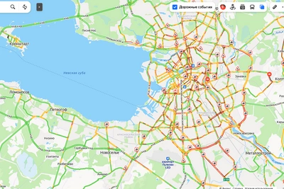 В Петербурге вечерние пробки оценили в 9 баллов