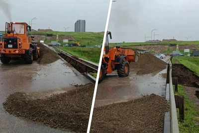Вода размыла склон в Солнечном: проспект Молодежный перекрыли