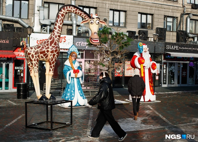 Дед Мороз и Снегурочка уже появились на улицах города  | Источник: Андрей Бортко/NGS.RU