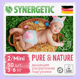 Synergetic Подгузники Pure&Nature, 2/MINI (3-6 кг)