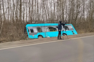 Автобус съехал в кювет на Вознесенском шоссе