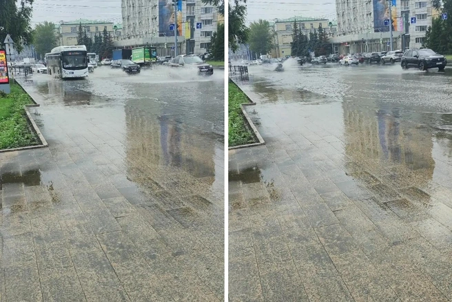 Во время движения машины забрызгивали друг друга | Источник: «Аварийный Омск новости» / max.ru