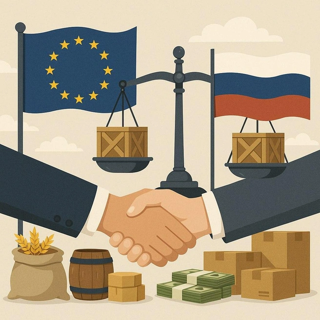 Все флаги в гости. Почему Европа все никак не откажется от торговли с Россией | Источник: ИИ