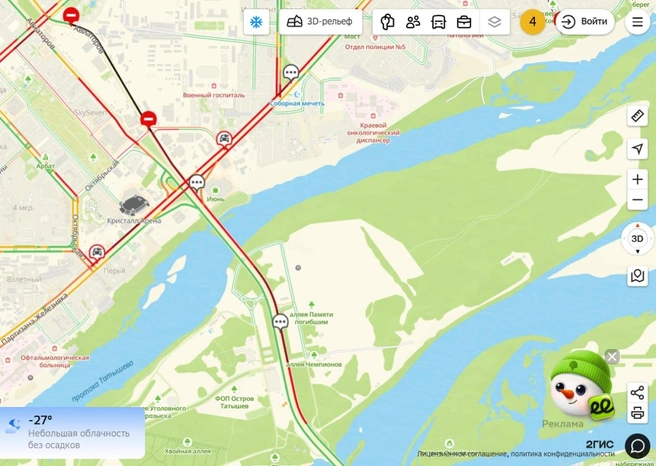 Обстановка на Октябрьском мосту | Источник: 2gis.ru